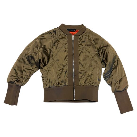 Zara Women Satin Green Quilted Bomber Jacket Size XS - Picture 7 of 9